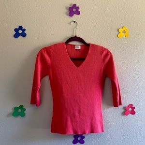 V Neck Coral Sweater